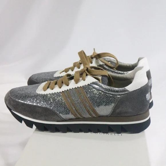 BRUNELLO CUCINELLI Precious Band Leather Sneakers Sz 10.5 Wmn - Picture 4 of 8